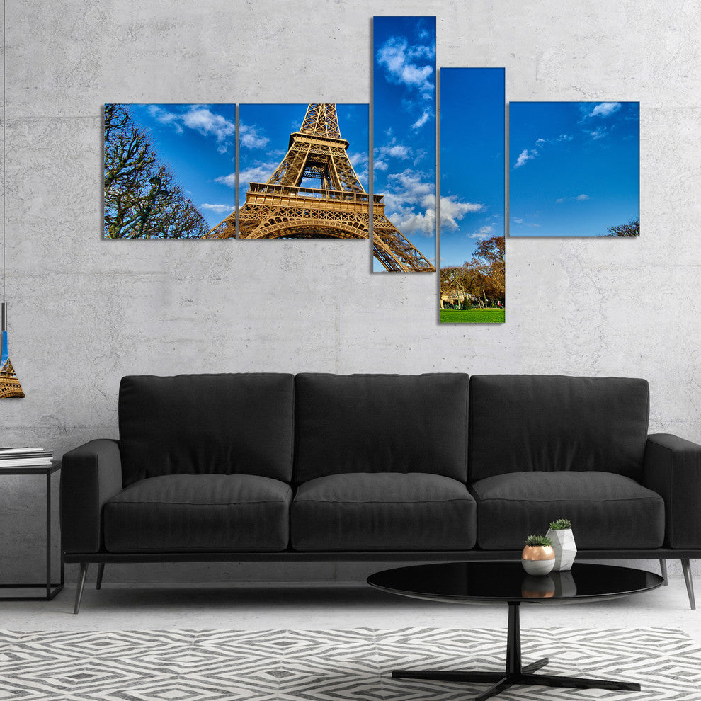 Beautiful Winter Day in Paris, Extra Large Canvas Art Print, 60"x32", 5 panels