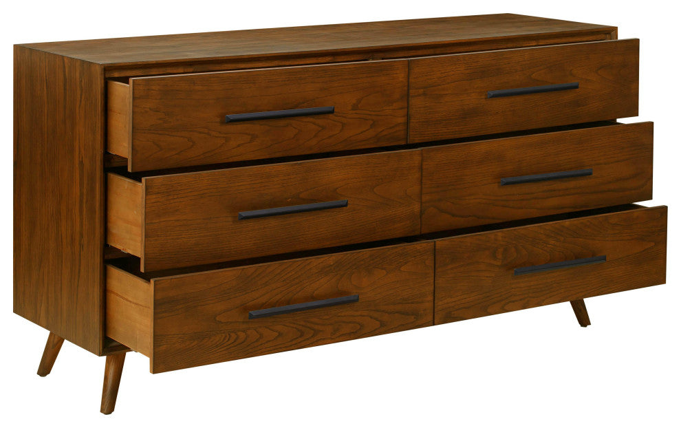 Emery Pecan 6 Drawer Dresser