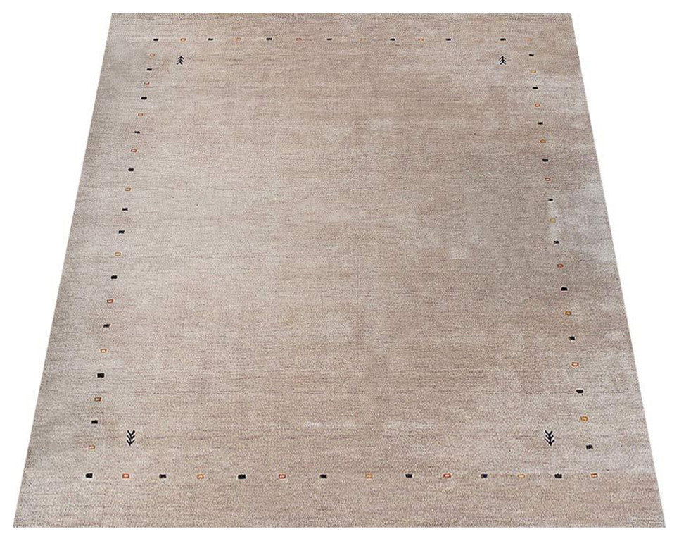 HAND KNOTTED LOOM WOOL ECO-FRIENDLY AREA RUGS - Rectangle, Beige, Contemporary