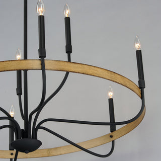 Maxim 14449 Franklin 9 Light 40"W Taper Candle Chandelier - Driftwood / Black