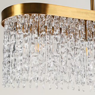 LNC Ardanidula 5-Light 43.3" Modern Rectangle LED Kitchen Island Light, Gold
