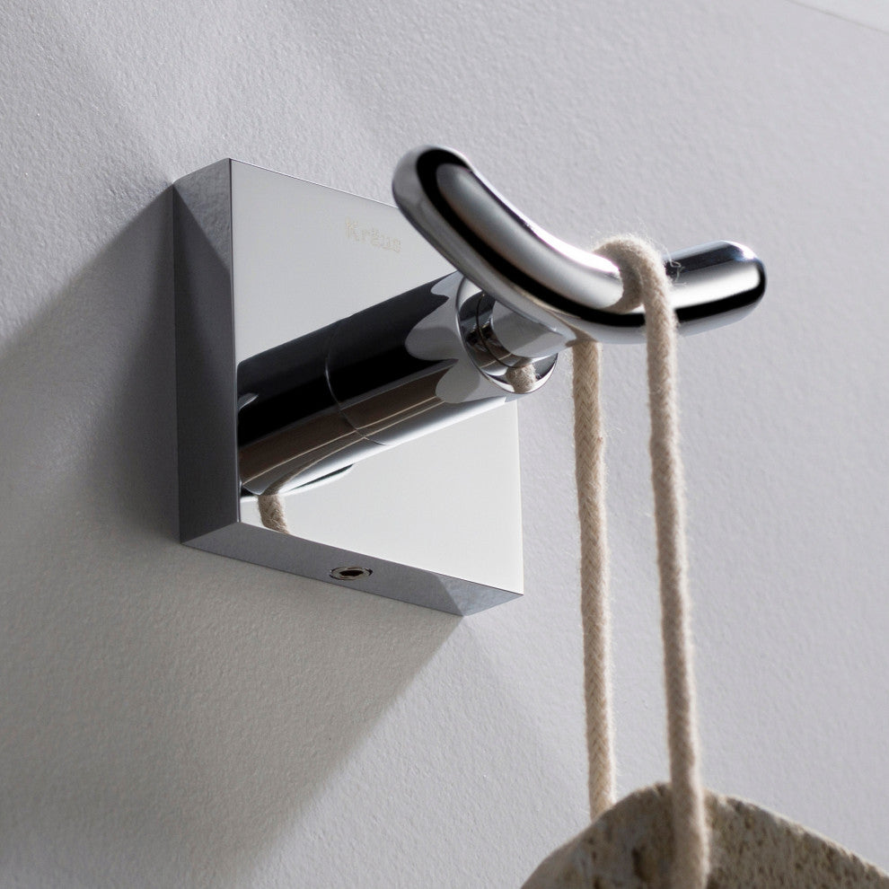 Ventus Bathroom Robe and Towel Double Hook, Chrome