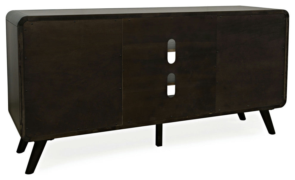 Marlowe 64" Curved Media Console TV Stand with Tapered Legs and Storage Drawers