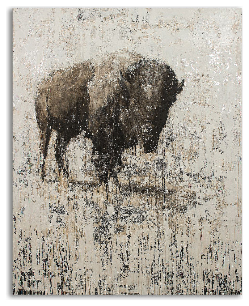 Lone Buffalo by Matt Flint, Print on Canvas, Ready to Hang