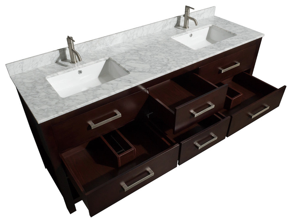 Wyndham WCS211172DESIVUNSM70 72" Vanity, Espresso With Ivory Marble Top