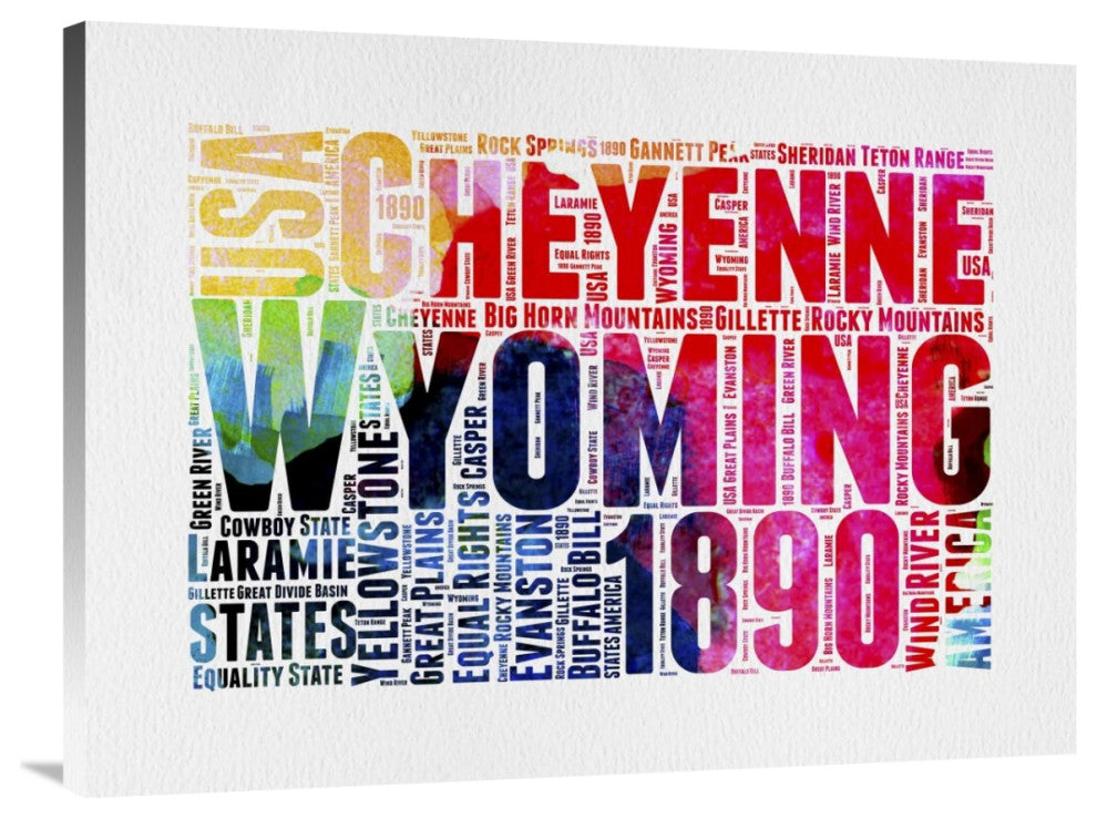 "Wyoming Watercolor Word Cloud" Fine Art Print
