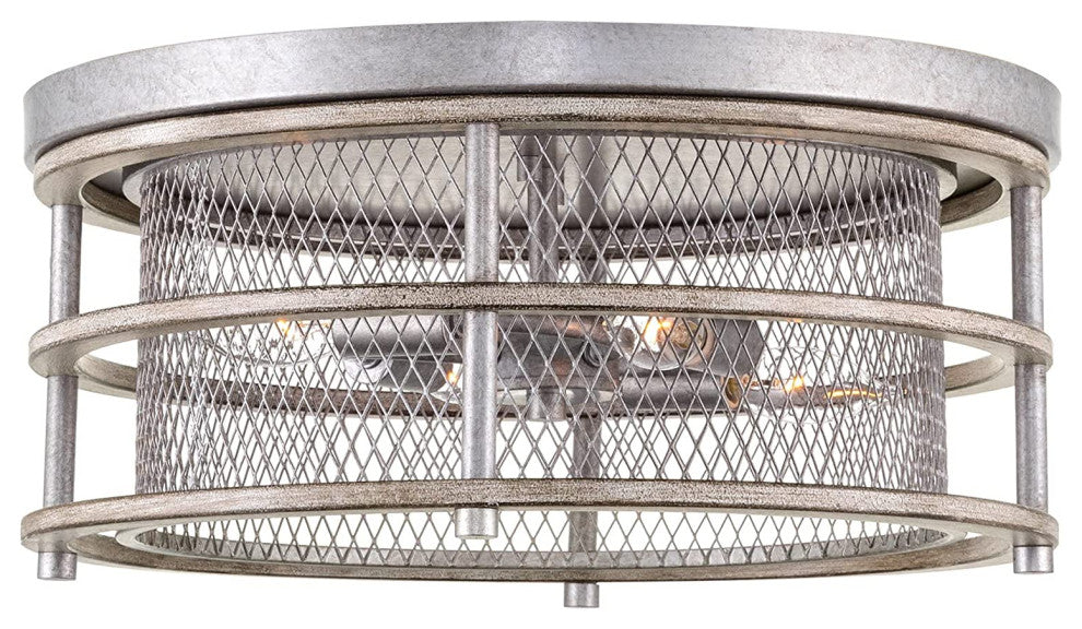 4 Light Wire Mesh Ceiling Lamp, Farmhouse, Flush Mount