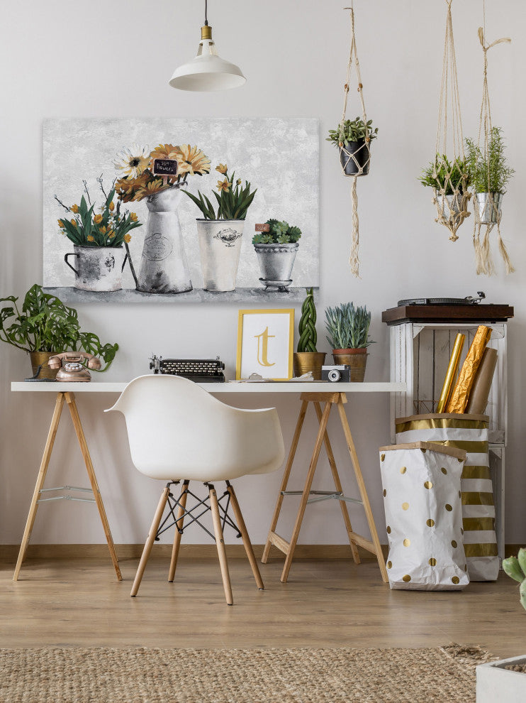 "Growing Sunflowers" Painting Print on Wrapped Canvas