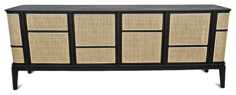 Deco Black and Cane Sideboard