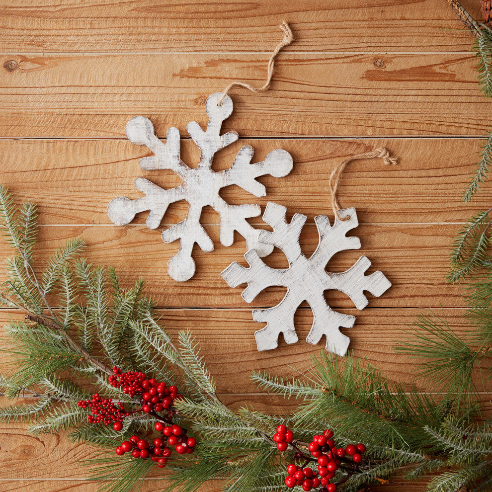 Wood Snowflake Ornament, 12-Piece Set