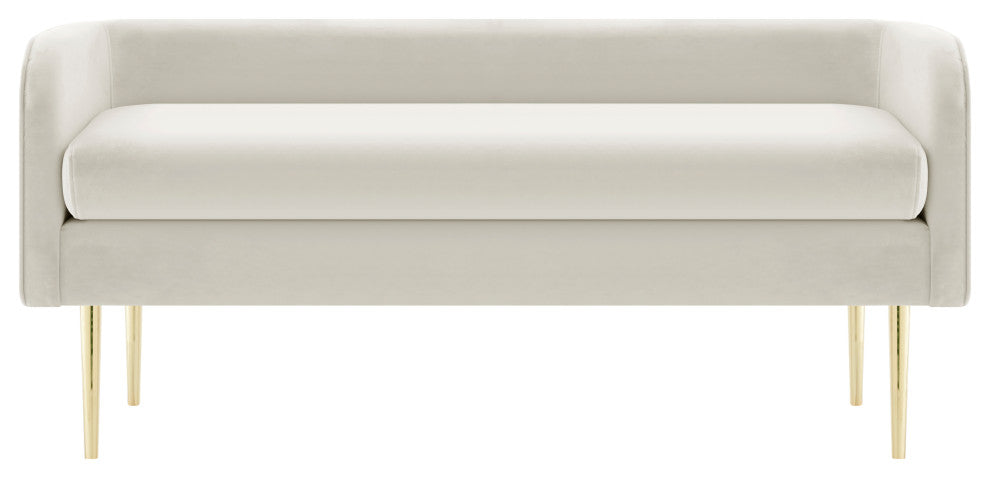 Marsha Velvet Bench, Dainty Cream