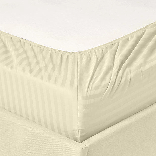 600 Thread Count 100% Cotton Stripe Sheet Set, Ivory, King