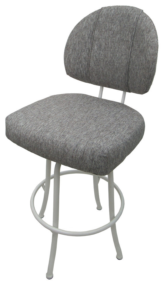 Swivel Counter Bar Stool, Mojave Gray, White Metal Frame, 26"