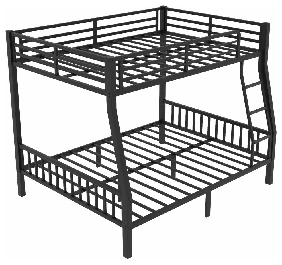 Gewnee Full XL Over Queen Metal Bunk Bed with Ladder and Slats Support