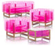 Mojow Yomi 4 Piece Living Room & Garden Set | Wooden Frame - Crystal Pink
