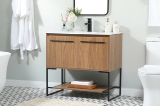 Sue Walnut Brown-Light Bathroom Vanity, Walnut Brown, 36"