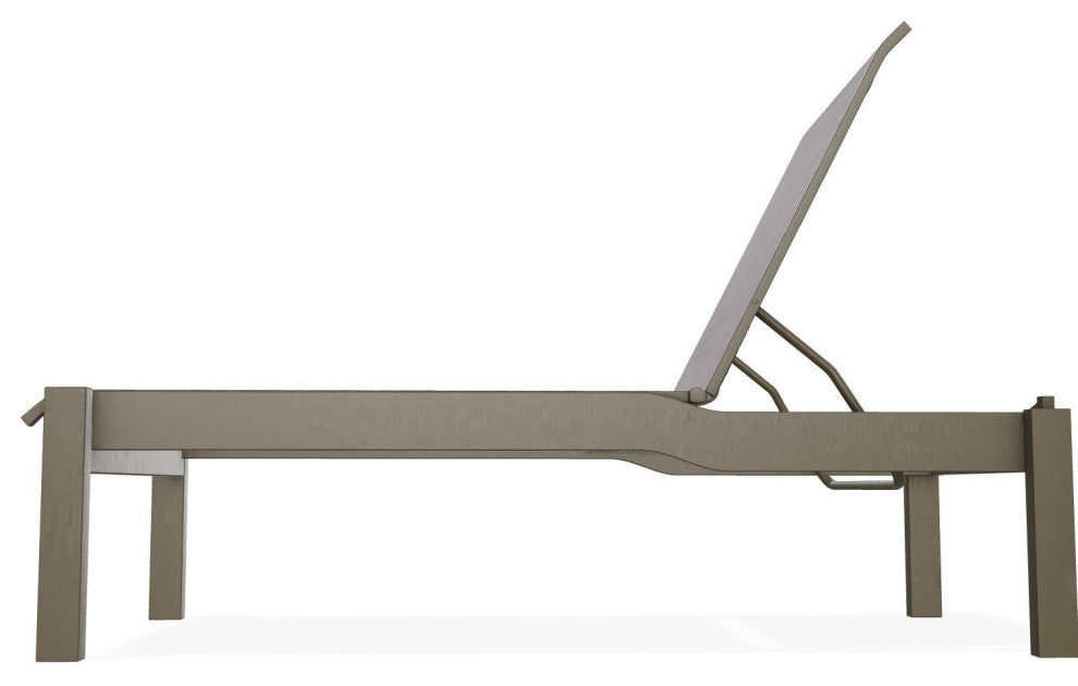 Leeward Sling Stackable Outdoor Chaise Lounge, Fossil/Beachwood