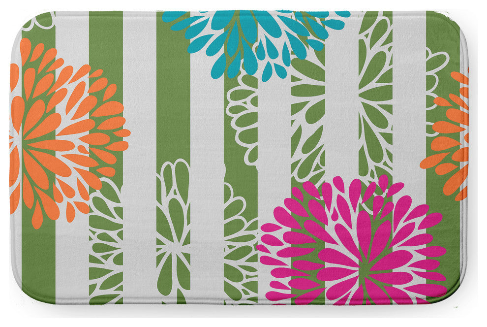 34" x 21" Flower Bursts Bathmat, Green