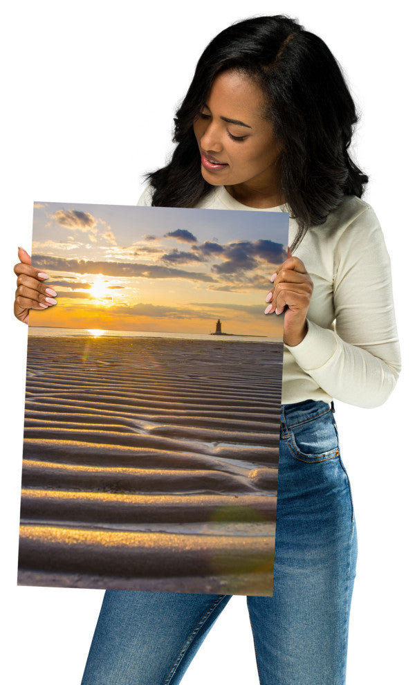 Sandbars Landscape Photograph, Beach Unframed Wall Art Print, 12" X 18"
