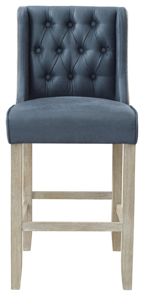 Rustic Manor Kaileigh Counter Stool, Leather PU, Navy