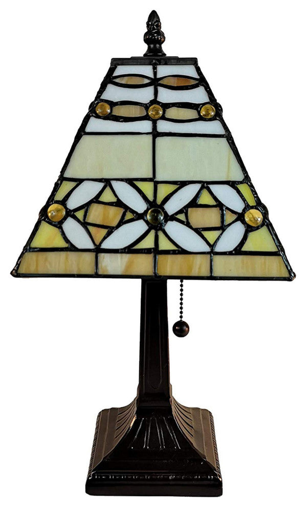 Amora Lighting Tiffany Style AM207TL08B Mission Jeweled Table Lamp 8 Inches Wide