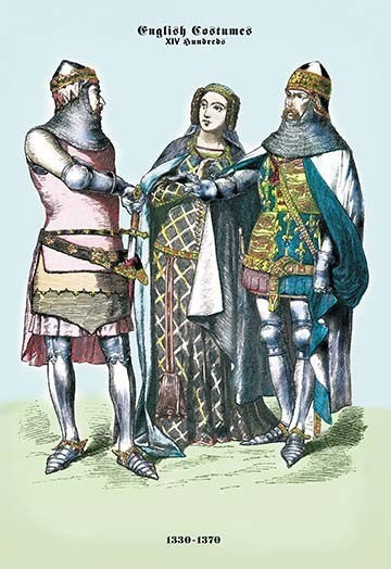 English Costumes: 1330-1370 - Framed Paper Poster 20" x 30"