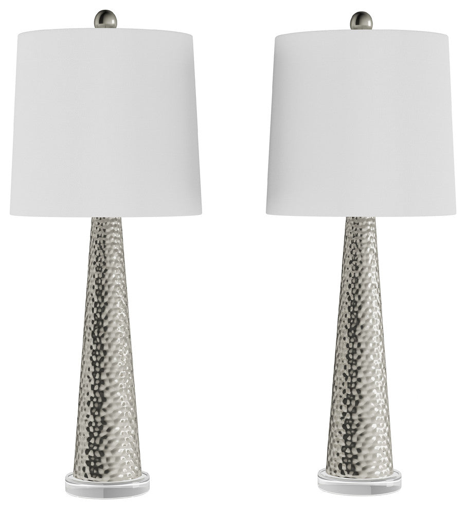 Lavish Home Set of 2 Contemporary Hammered Look Glass Lamps