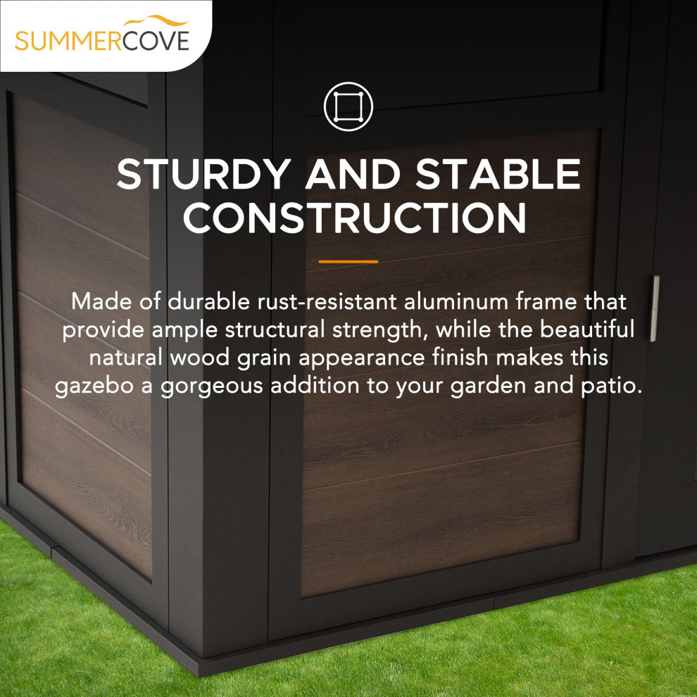 Sunjoy Outdoor Sunroom 11 ft. x 11 ft. Black Hardtop Gazebo/Hot Tub Shelter