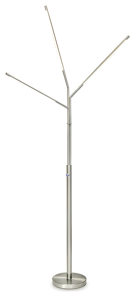 HOMEGLAM  Terminals 3-lights  24W  LED Adjustable Floor Lamp, Brushed Nickel