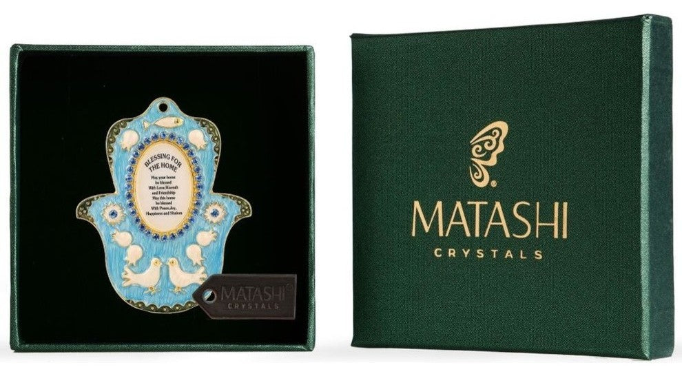 English Judaica Hamsa Shaped Home Blessing Hanging Wall Ornament  Pewter