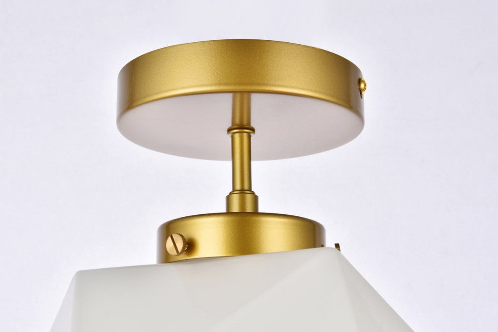 Lilah 1-Light Black and Clear Glass Flush Mount, Brass/White