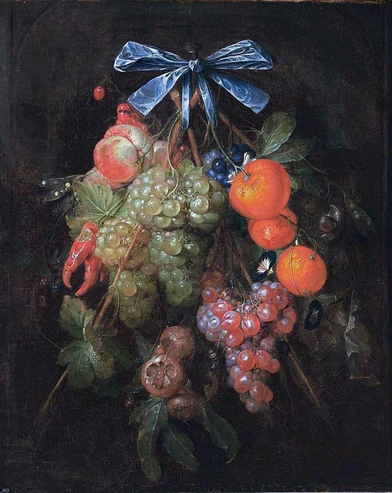 Cornelis De Heem Festoon with Fruit and Flowers Gallery Wrapped Canvas Print