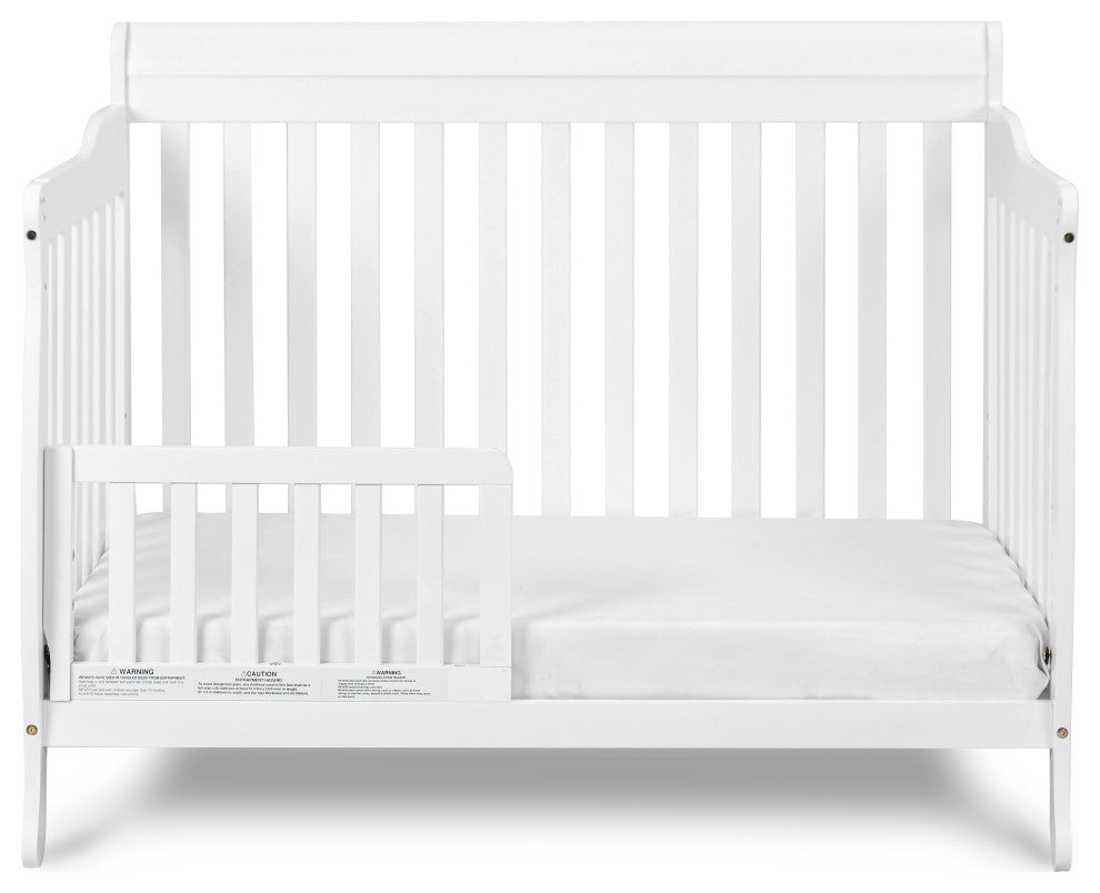 Baby Mile Eve 4-in-1 Convertible Crib With Guardrail, White