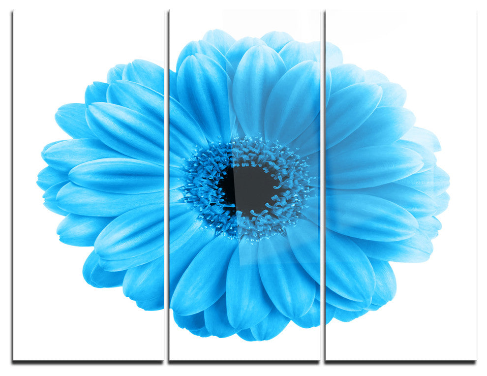 "Isolated Blue Flower" Metal Wall Art, 3 Panels, 36"x28"