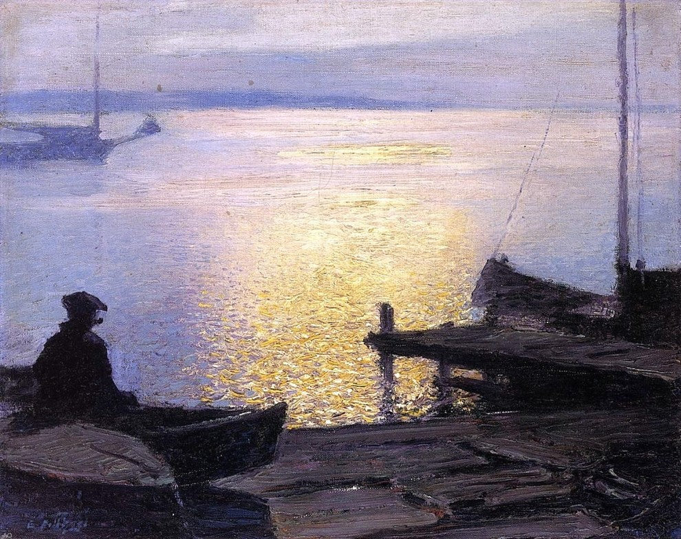 Edward Potthast Along the Mystic River, Gallery Wrapped Canvas Print, 20"x25"