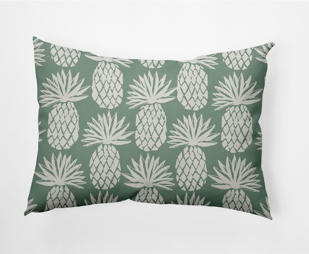 14x20" Pineapple Pattern Nautical Decorative Indoor Pillow, Sage