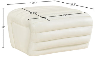 Vega Upholstered Ottoman, Cream, Vegan Leather