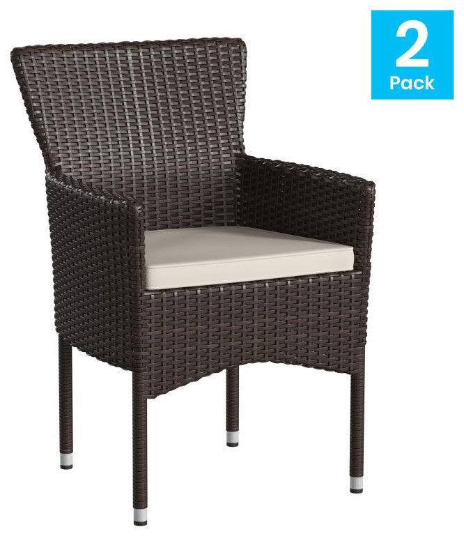 Maxim Modern Wicker Patio Armchairs Fade & Weather-Resistant Frames and Cushions
