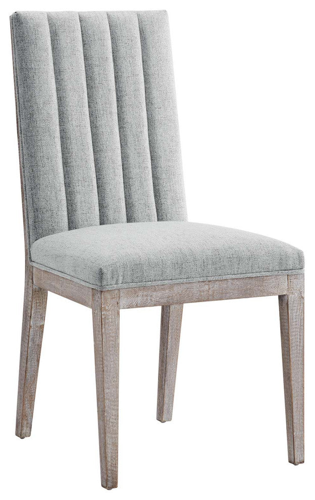 Maisonette French Vintage Tufted Fabric Dining Side Chairs Set of 2 - Light Gray