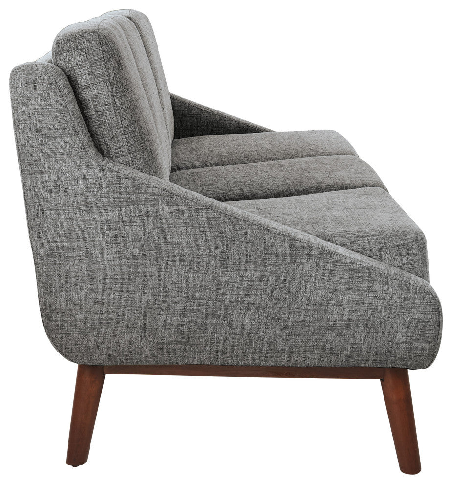 Mid-Century Sofa, Charcoal Fabric With Coffee Finish Legs
