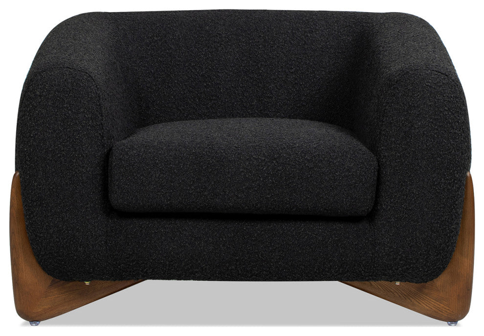 Alpine 44" Sherpa Arm Chair, Ebony Black Boucle