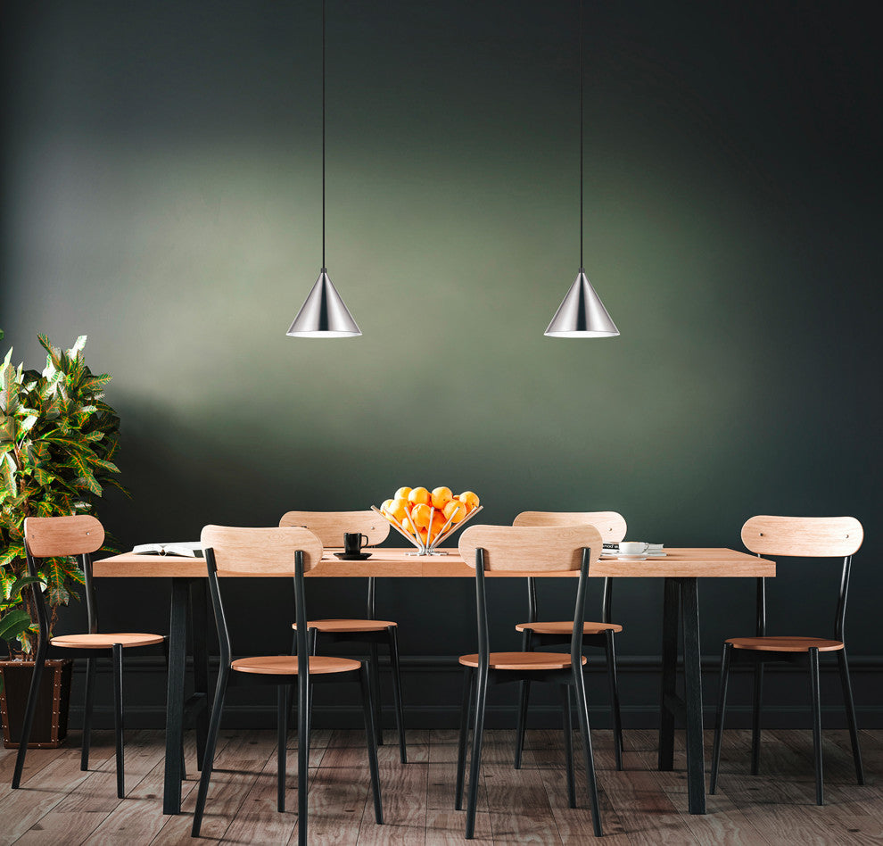 Narices 1-Light Mini Pendant, Structured Black Finish, Matte Nickel Shade