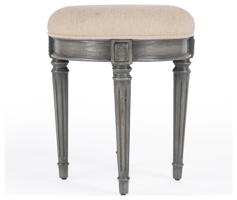 Butler Bernadette Cherry Vanity Stool, Powder Gray