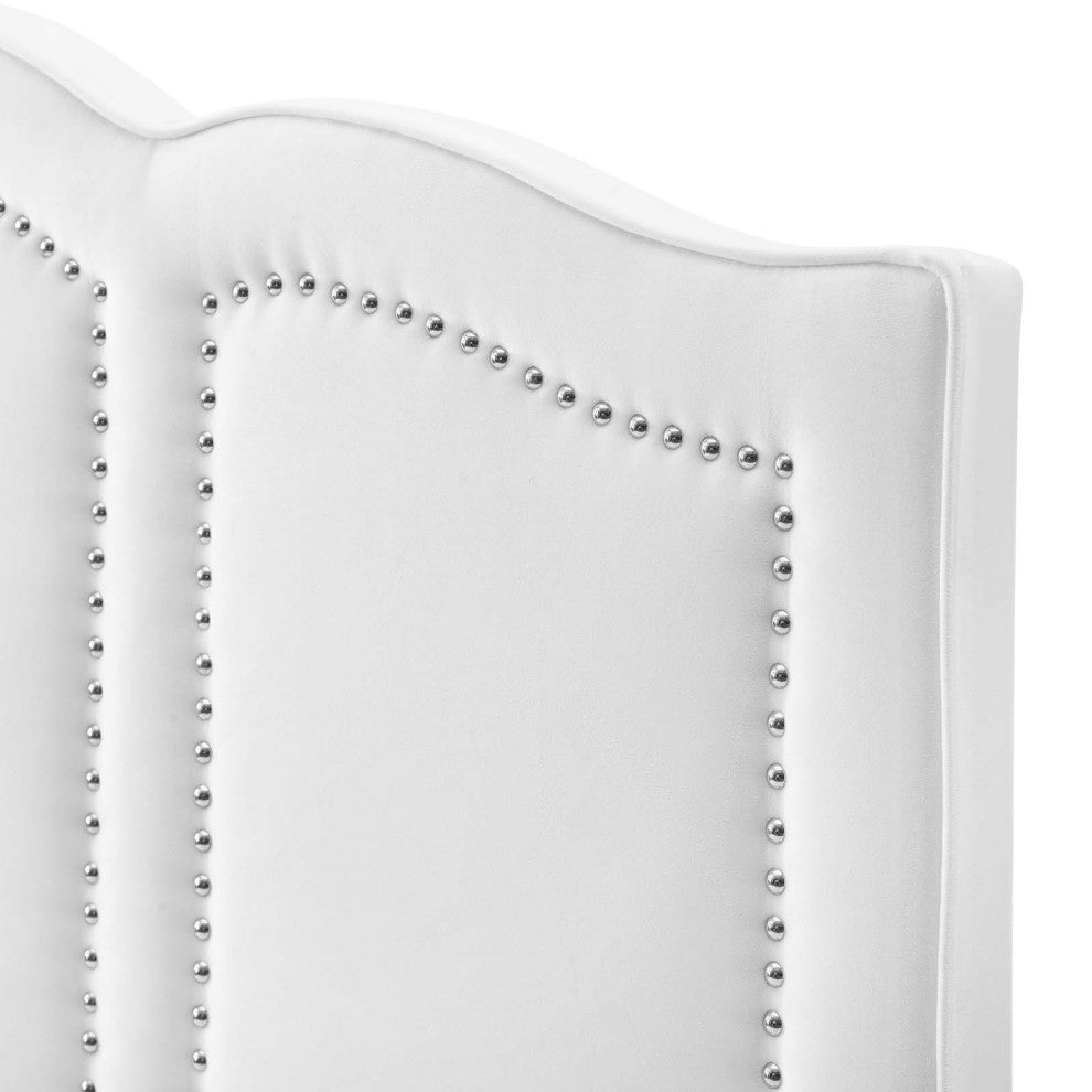 Headboard, King Size, Velvet, White, Modern Contemporary, Bedroom Master Suite