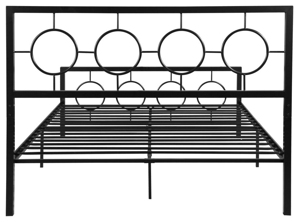 GDF Studio Doris Modern Queen Geometric Low-Profile Platform Bed Frame, Flat Bla