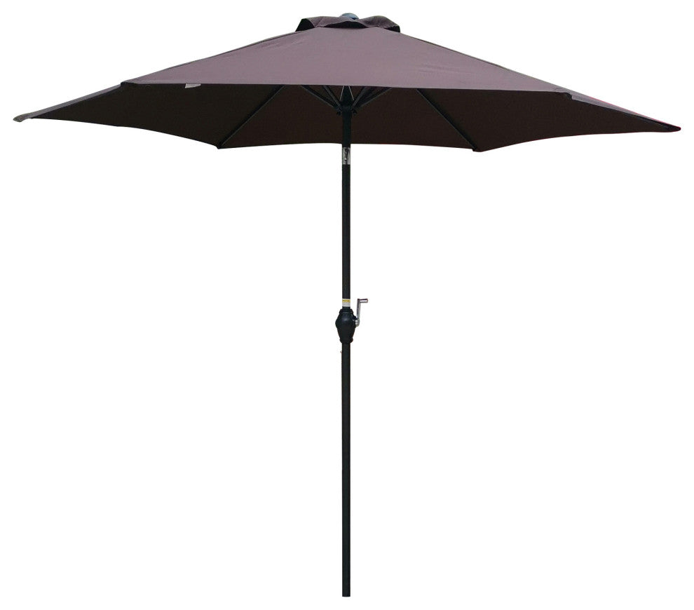 9' Outdoor Patio Market Umbrella With Push Button Tilt and Crank, Chocolate