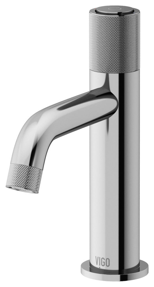 VIGO Apollo 8" H Button Operated Single Hole Bathroom Faucet, Chrome, Without Extras