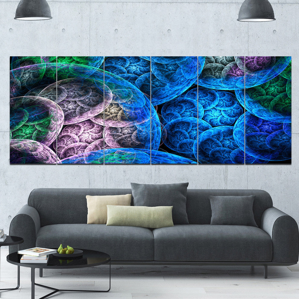 Dramatic Colorful Fractal Clouds, Abstract Canvas Art Print, 70"x28", 6 Panels
