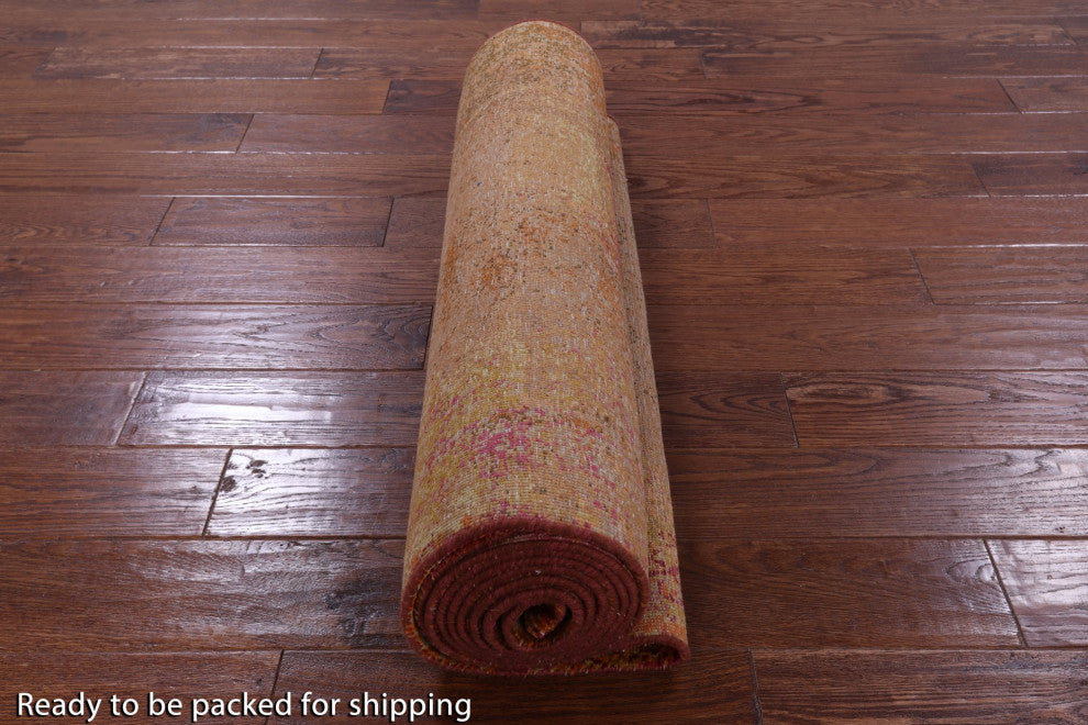 Runner Abstract Hand-Knotted Silk Rug 3' 1" X 12' 1" Q9089
