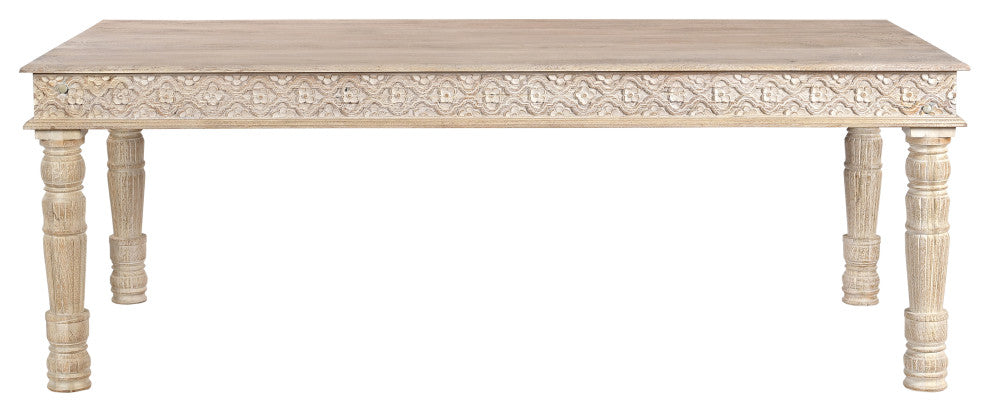 Wiley Carved Dining Table, White, 84" W